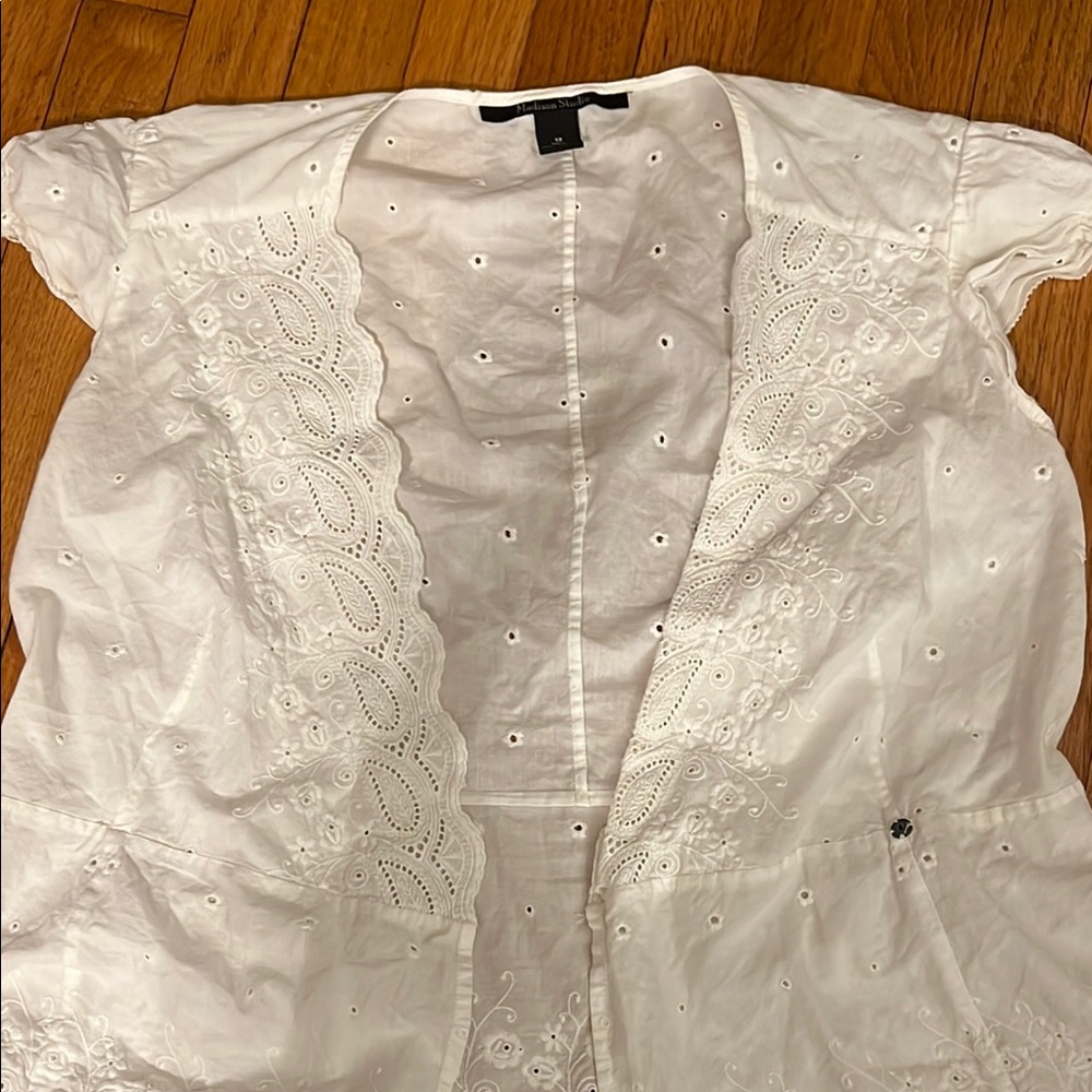 White Eyelet Short Sleeve Top